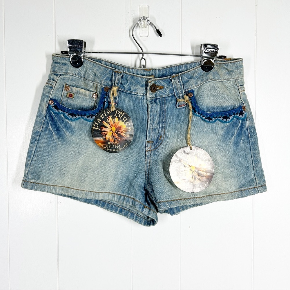 NEW Paris Blues Denim Embroidered Shorts 7 (Juniors)